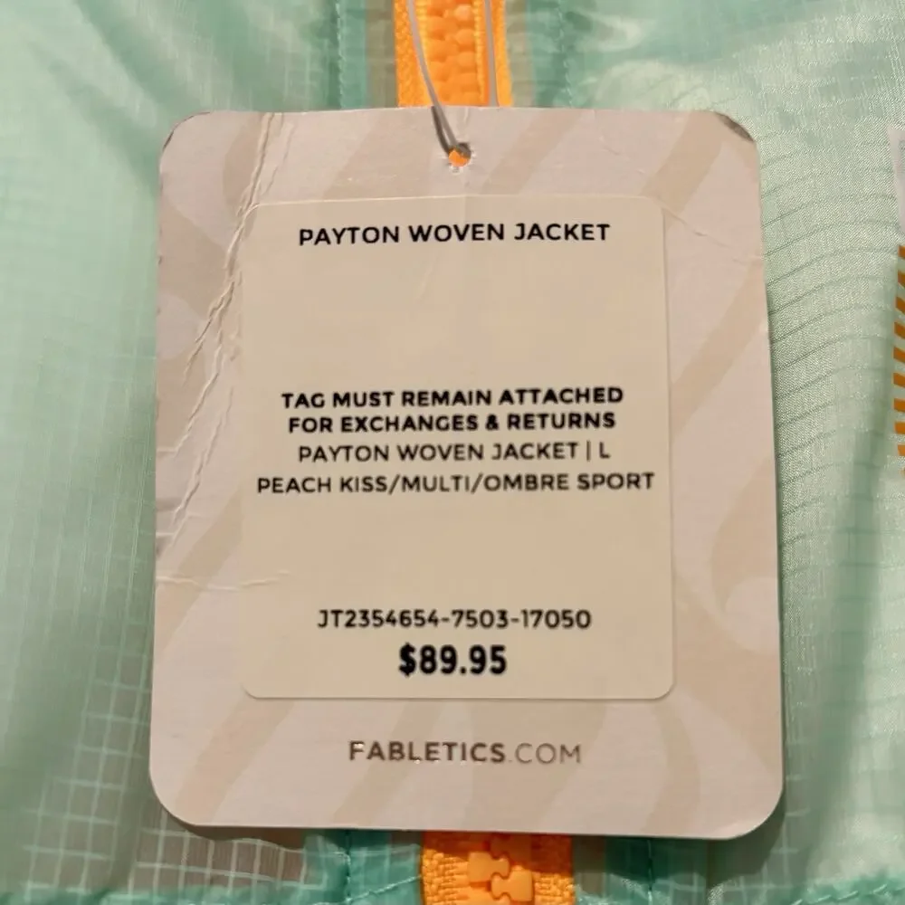 Fabletics Sport Payton Woven Jacket Large Peach Kiss Ombre Full Zip Pockets - Picture 7 of 13